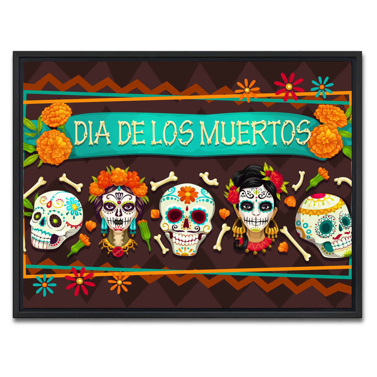 AUTO-MOCKUP WHITE | Dia De Los Muertos | 1 Piece | Black Framed Canvas | group=4x3