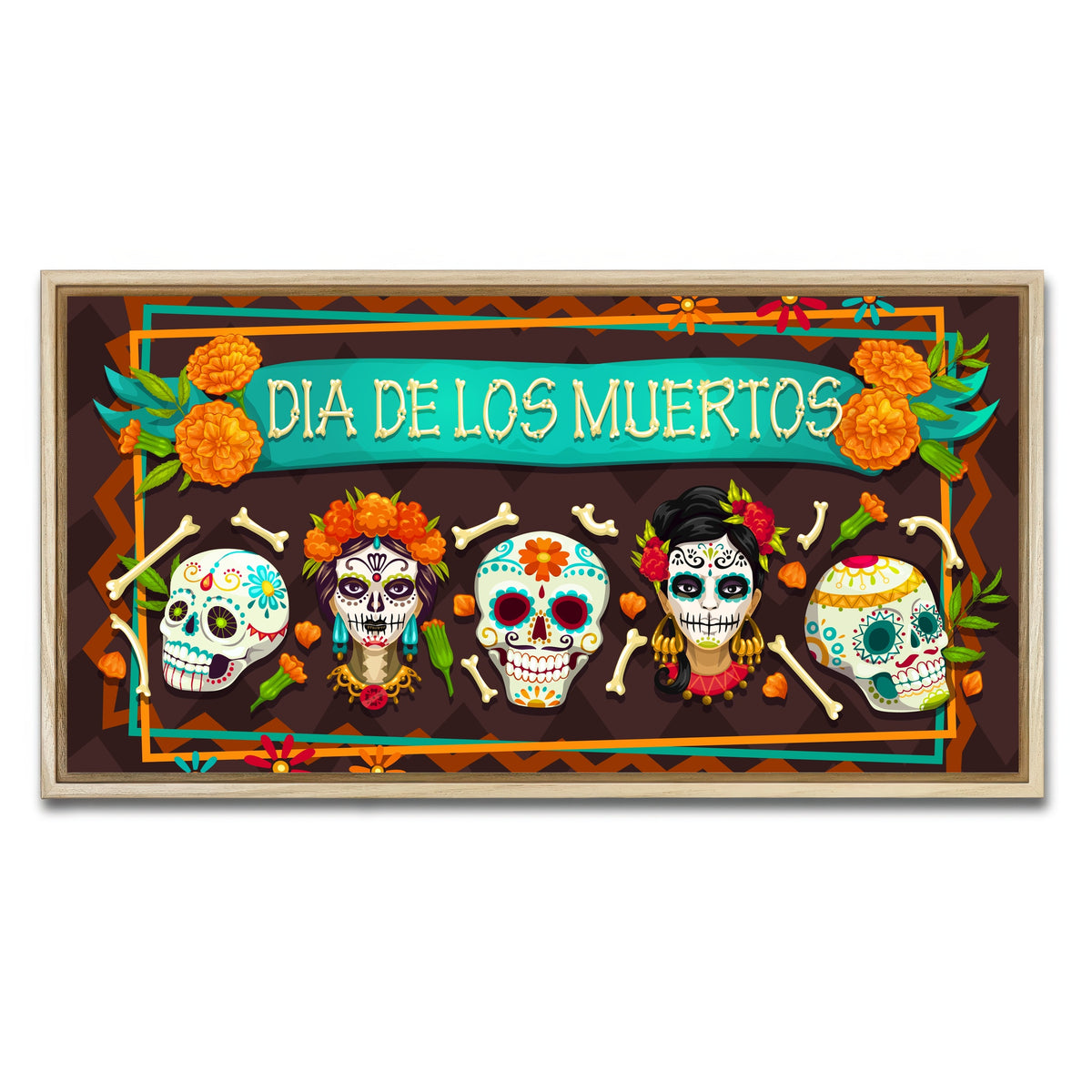 AUTO-MOCKUP WHITE | Dia De Los Muertos | 1 Piece | Natural Framed Canvas | group=2x1