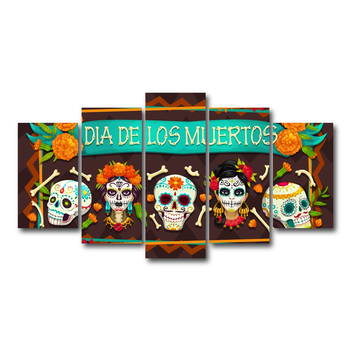 AUTO-MOCKUP WHITE | Dia De Los Muertos | 5 Piece | Gallery Wrap Canvas | group=5_normal