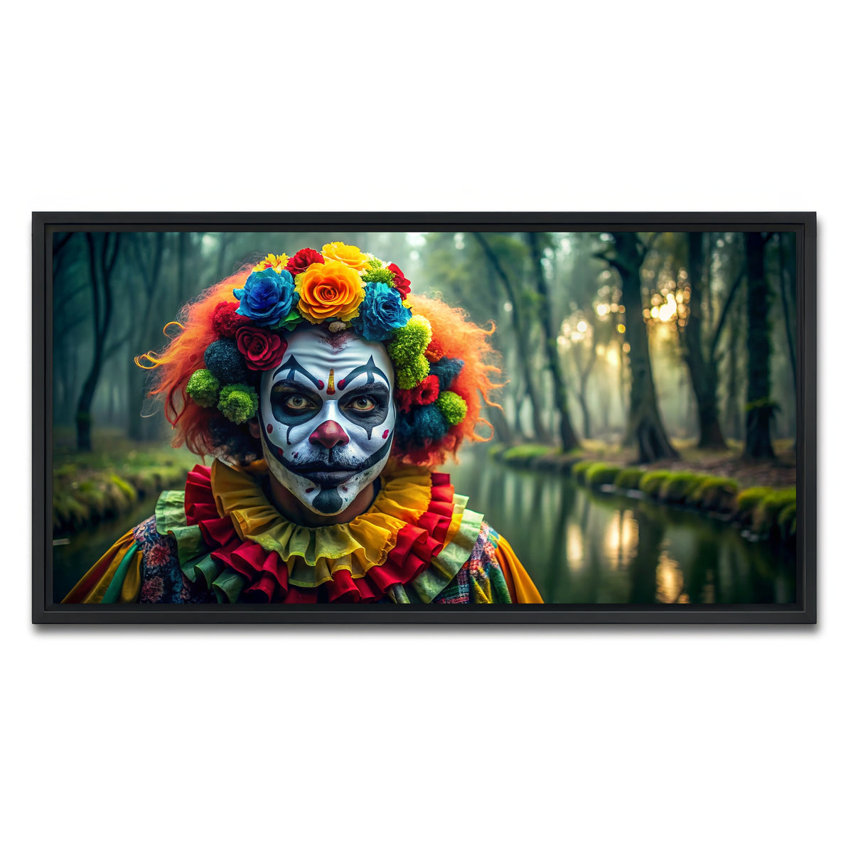 AUTO-MOCKUP WHITE | Dia de Los muertos swamp clown | 1 Piece | Black Framed Canvas | group=2x1