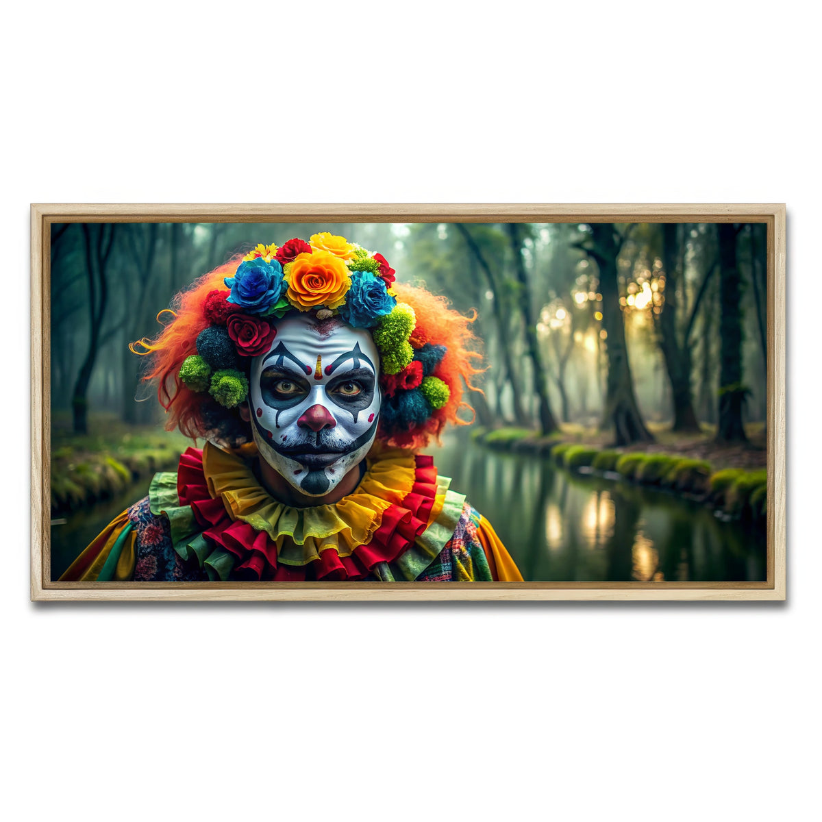 AUTO-MOCKUP WHITE | Dia de Los muertos swamp clown | 1 Piece | Natural Framed Canvas | group=2x1