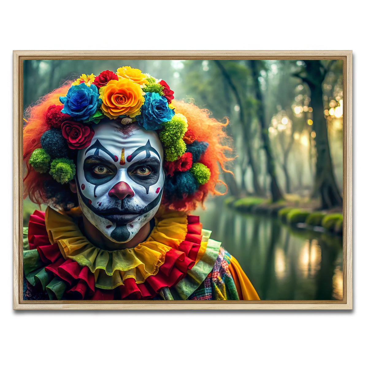 AUTO-MOCKUP WHITE | Dia de Los muertos swamp clown | 1 Piece | Natural Framed Canvas | group=4x3