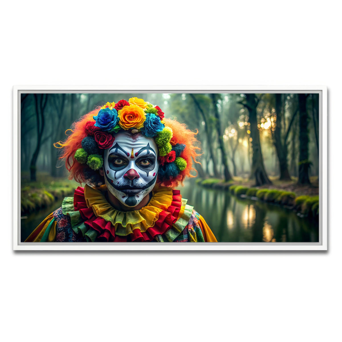 AUTO-MOCKUP WHITE | Dia de Los muertos swamp clown | 1 Piece | White Framed Canvas | group=2x1