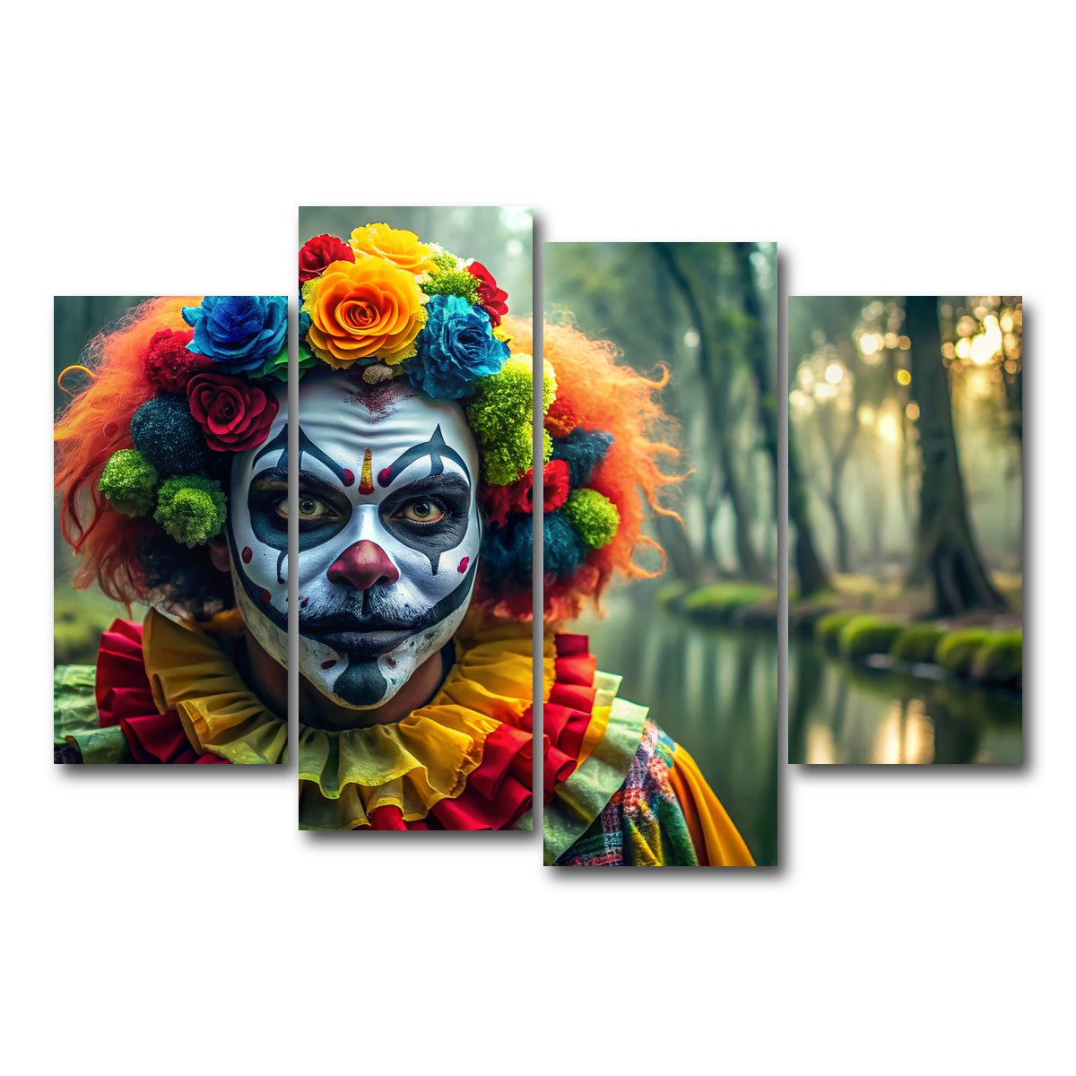 AUTO-MOCKUP WHITE | Dia de Los muertos swamp clown | 4 Piece | Gallery Wrap Canvas | group=4_short