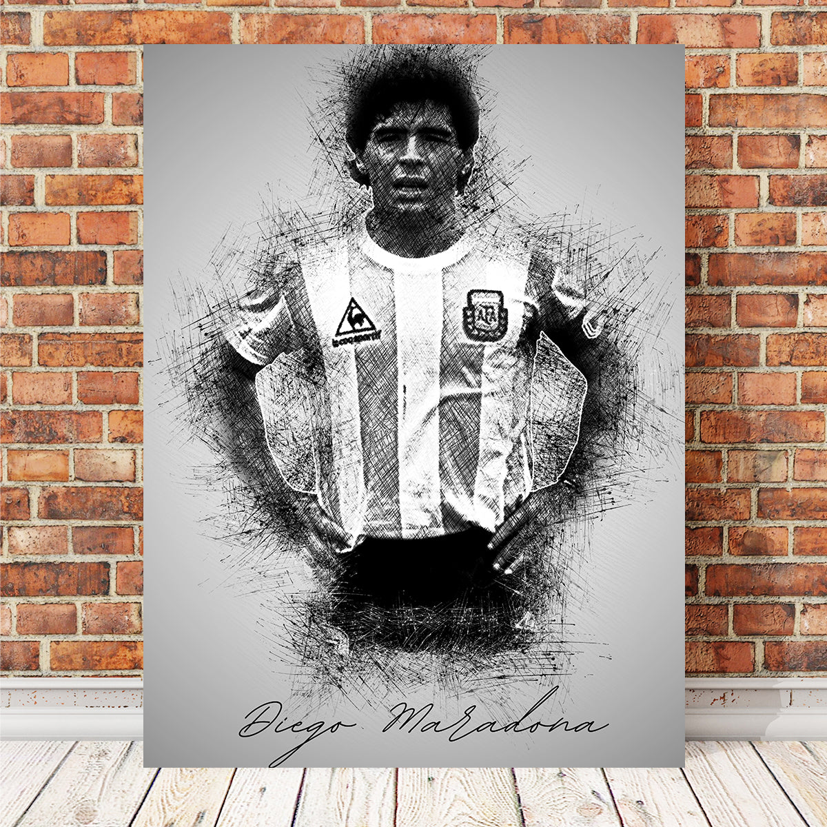 Diego Maradona Sketch Wall Art