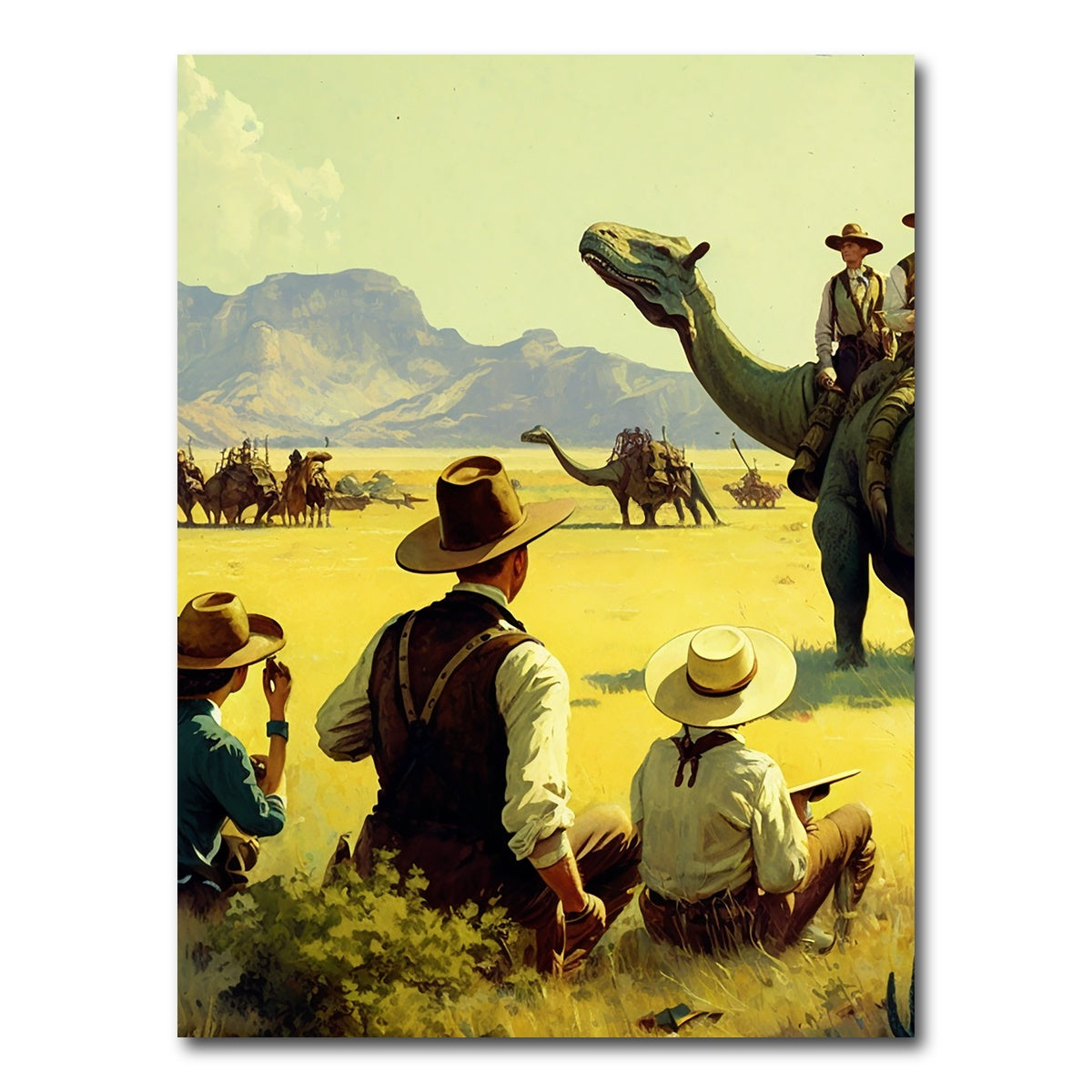 AUTO-MOCKUP WHITE | Dino Rodeo - Explorers of the Wild West | 1 Piece | Gallery Wrap Canvas | group=3x4