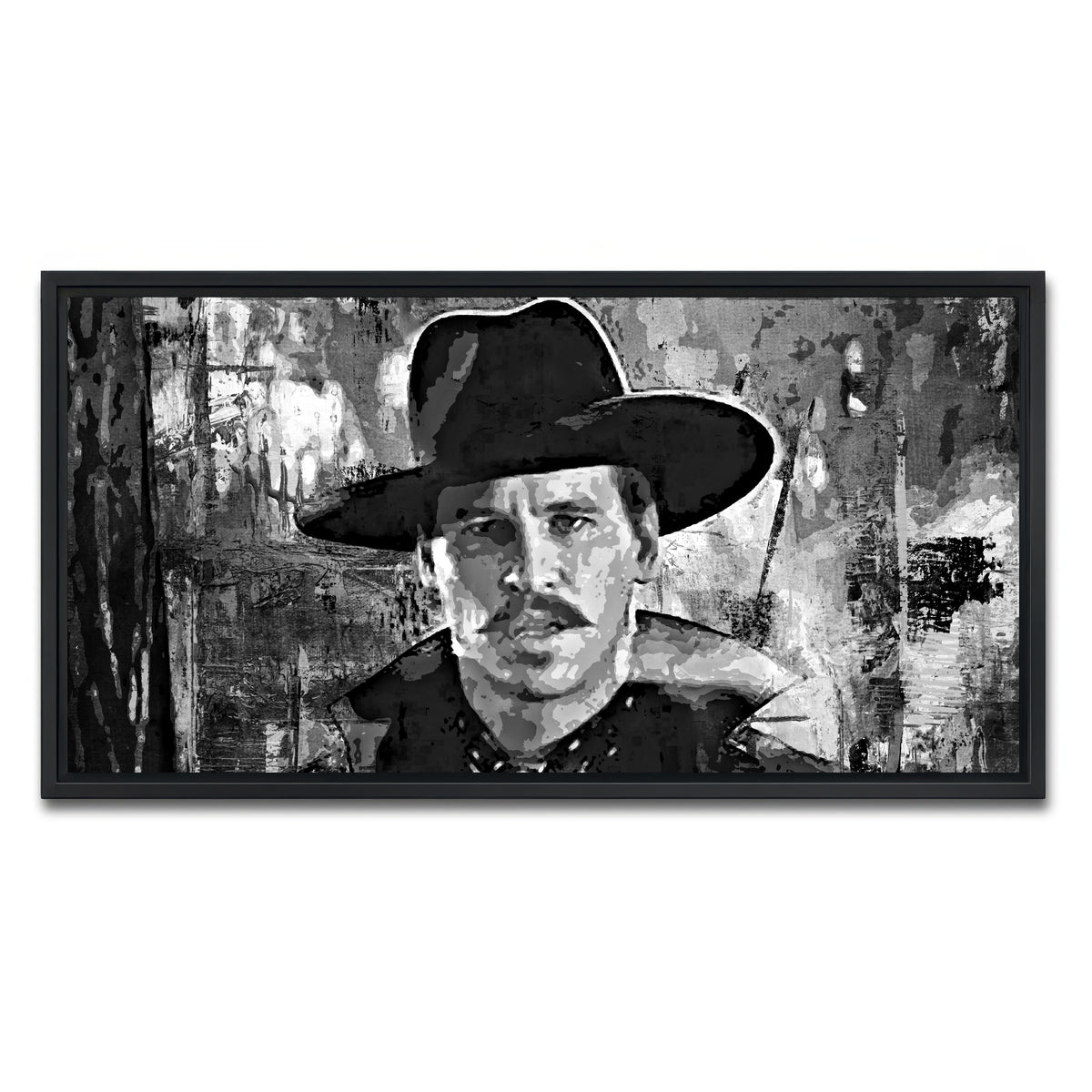 AUTO-MOCKUP WHITE | Doc Holliday Grayscale | 1 Piece | Black Framed Canvas | group=2x1