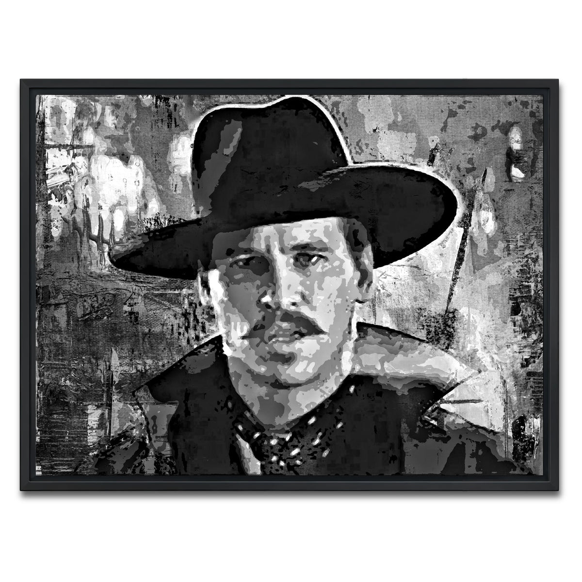AUTO-MOCKUP WHITE | Doc Holliday Grayscale | 1 Piece | Black Framed Canvas | group=4x3