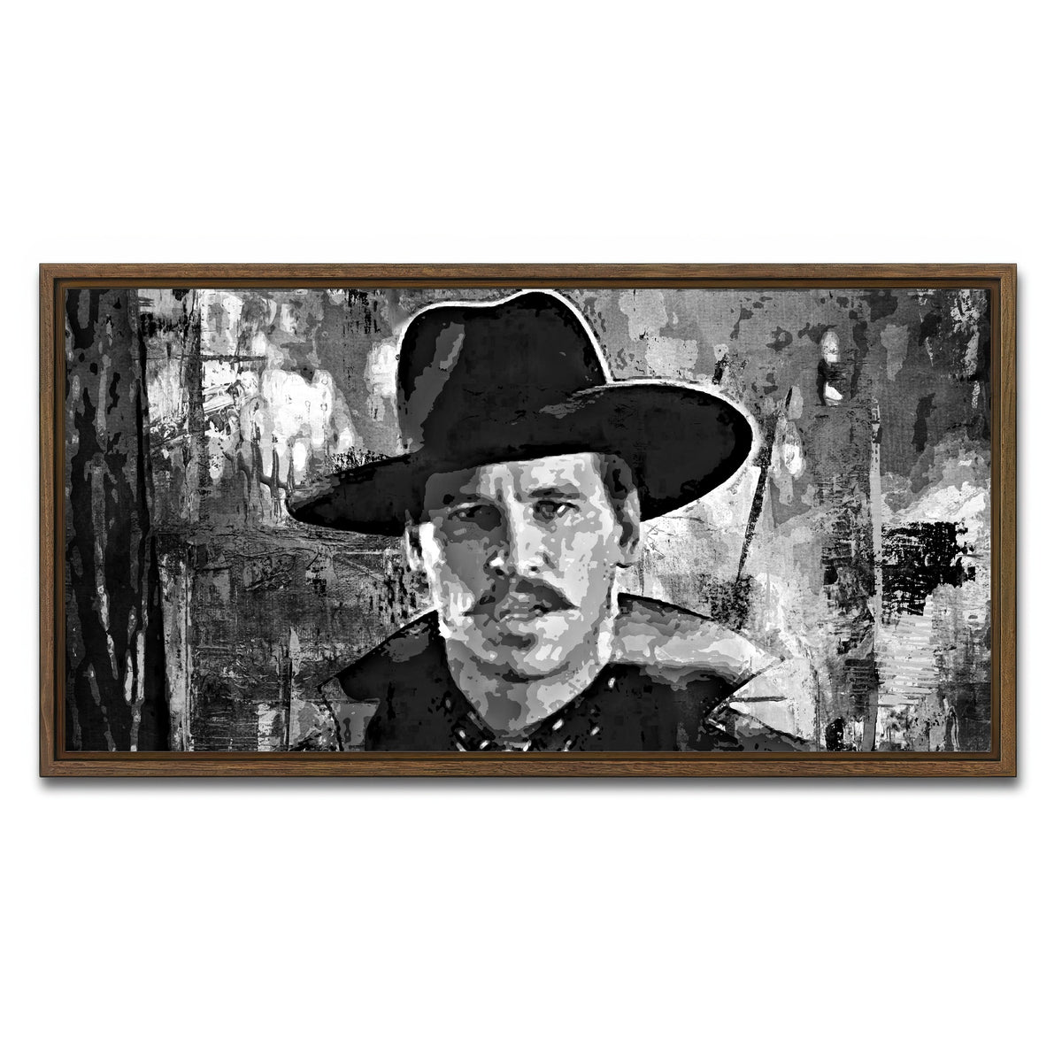 AUTO-MOCKUP WHITE | Doc Holliday Grayscale | 1 Piece | Walnut Framed Canvas | group=2x1