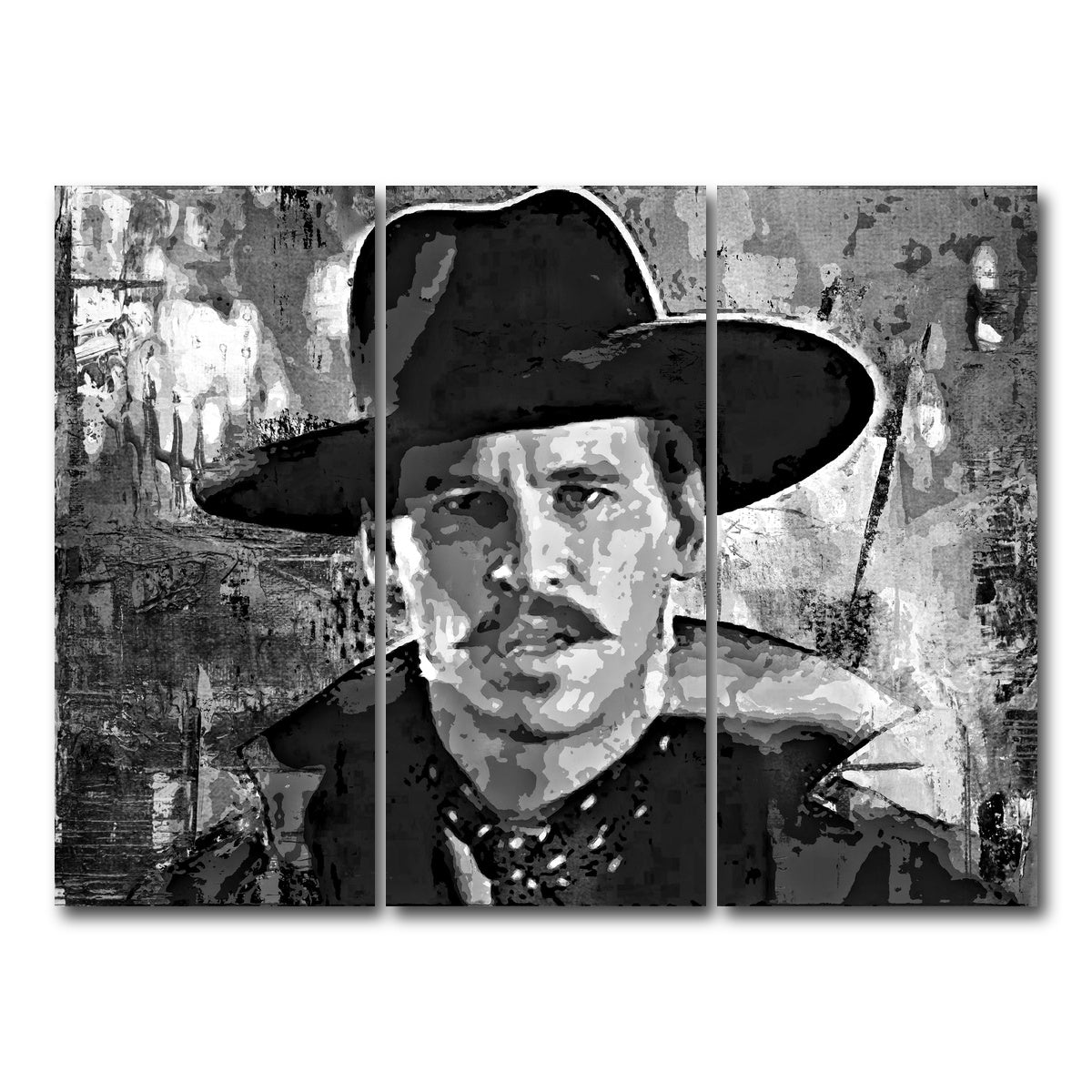 AUTO-MOCKUP WHITE | Doc Holliday Grayscale | 3 Piece | Gallery Wrap Canvas | group=8x18