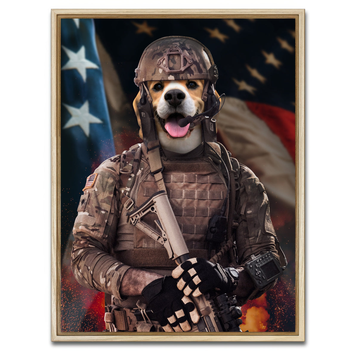 AUTO-MOCKUP WHITE | Dog Soldier | 1 Piece | Natural Framed Canvas | group=3x4