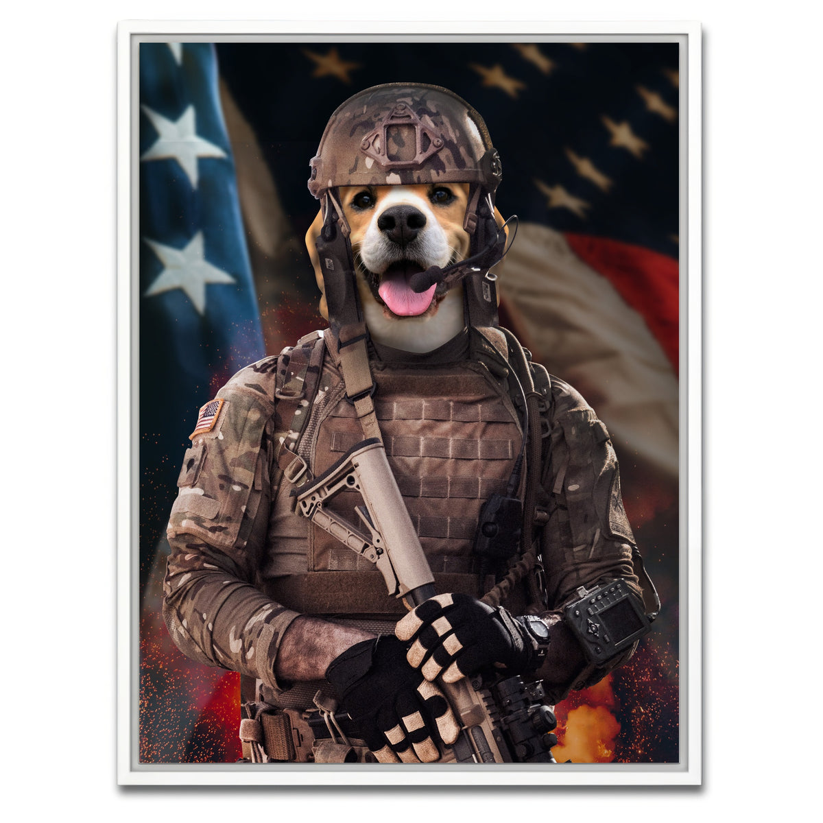 AUTO-MOCKUP WHITE | Dog Soldier | 1 Piece | White Framed Canvas | group=3x4