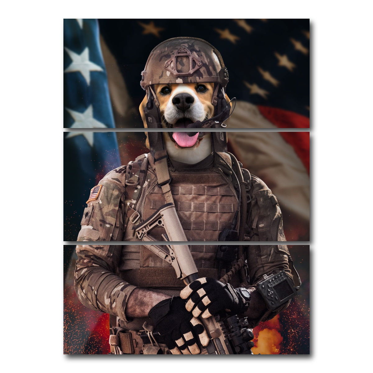 AUTO-MOCKUP WHITE | Dog Soldier | 3 Piece | Gallery Wrap Canvas | group=8x18_stacked