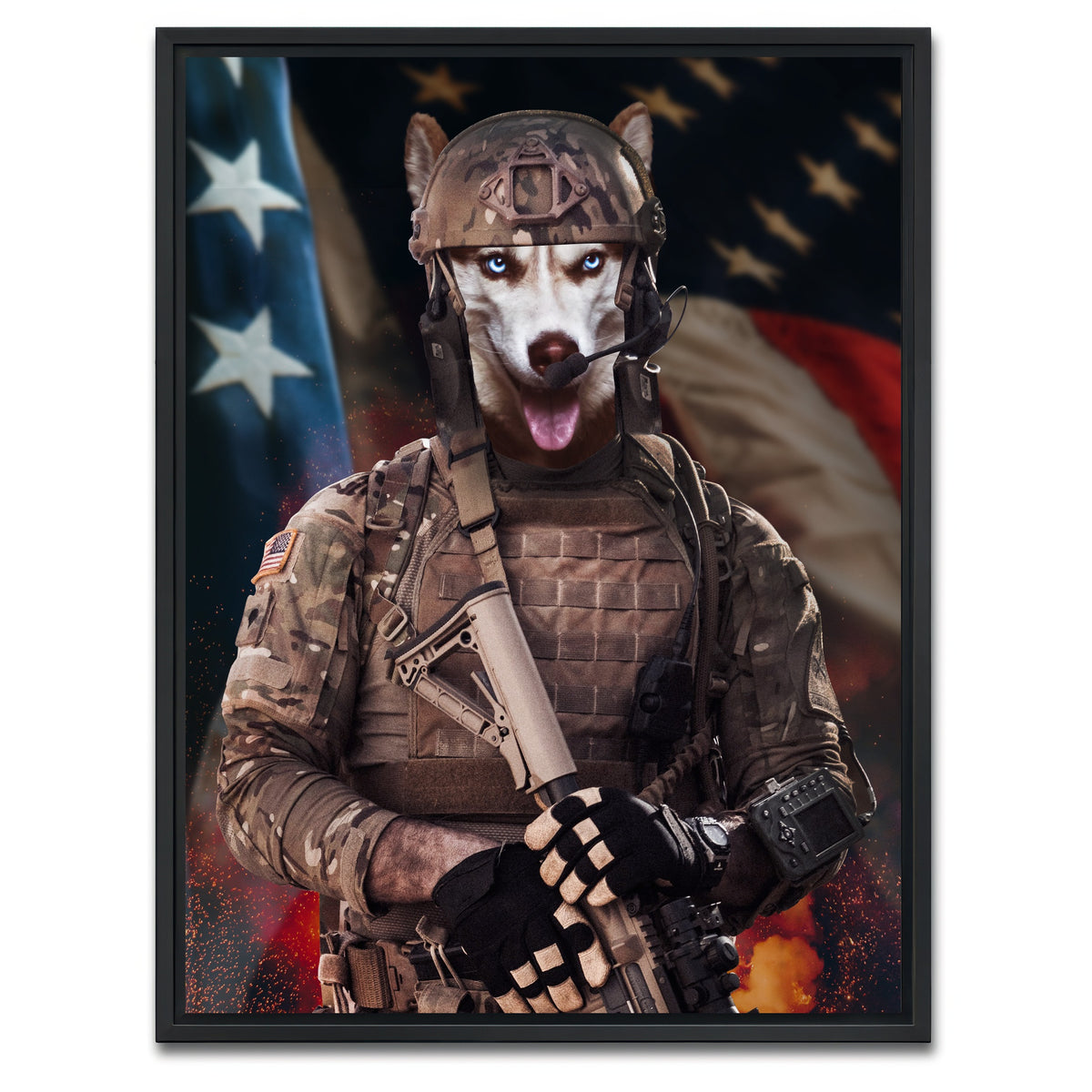 AUTO-MOCKUP WHITE | Doggy Soldier | 1 Piece | Black Framed Canvas | group=3x4