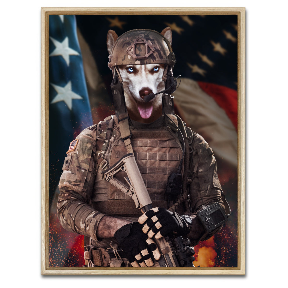 AUTO-MOCKUP WHITE | Doggy Soldier | 1 Piece | Natural Framed Canvas | group=3x4