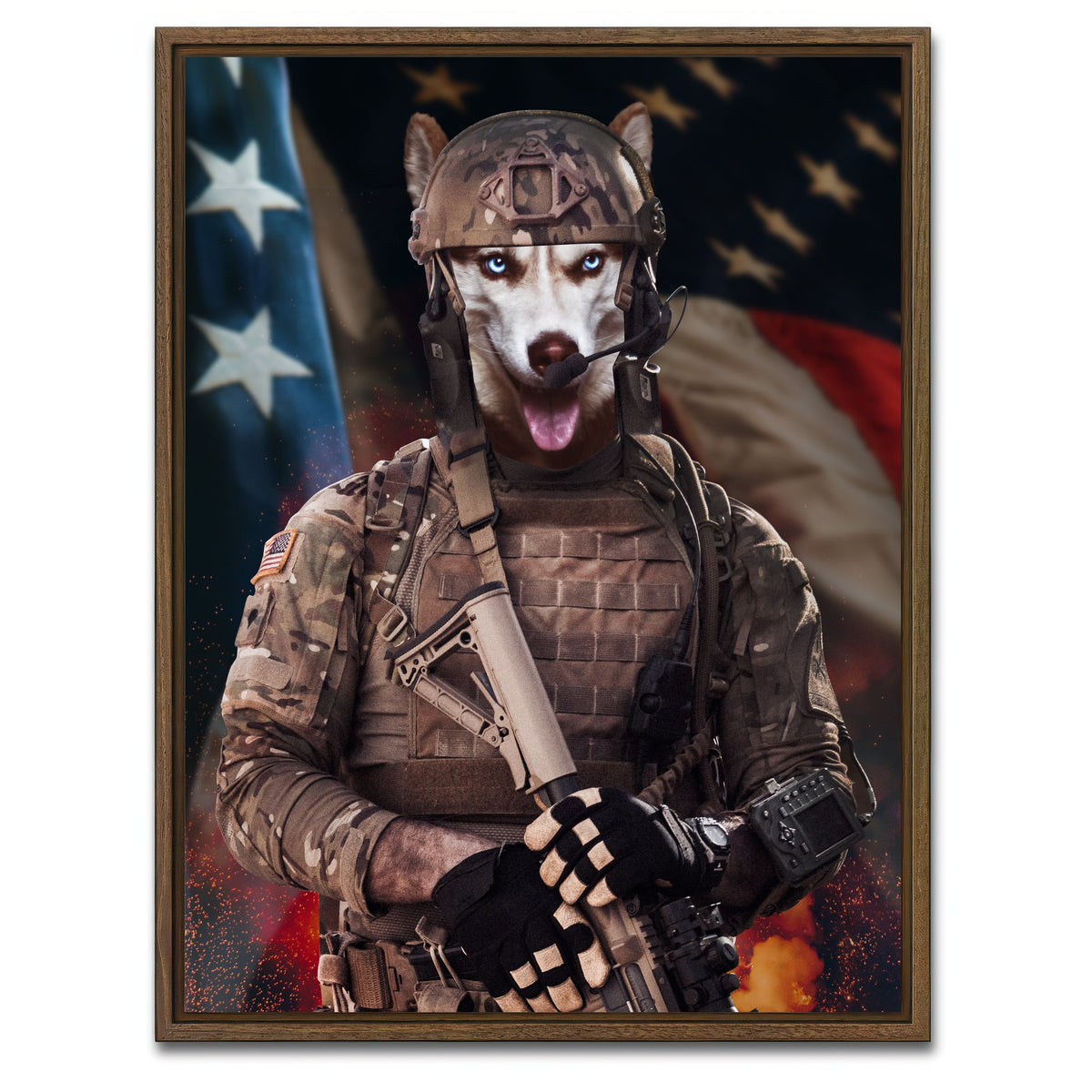 AUTO-MOCKUP WHITE | Doggy Soldier | 1 Piece | Walnut Framed Canvas | group=3x4