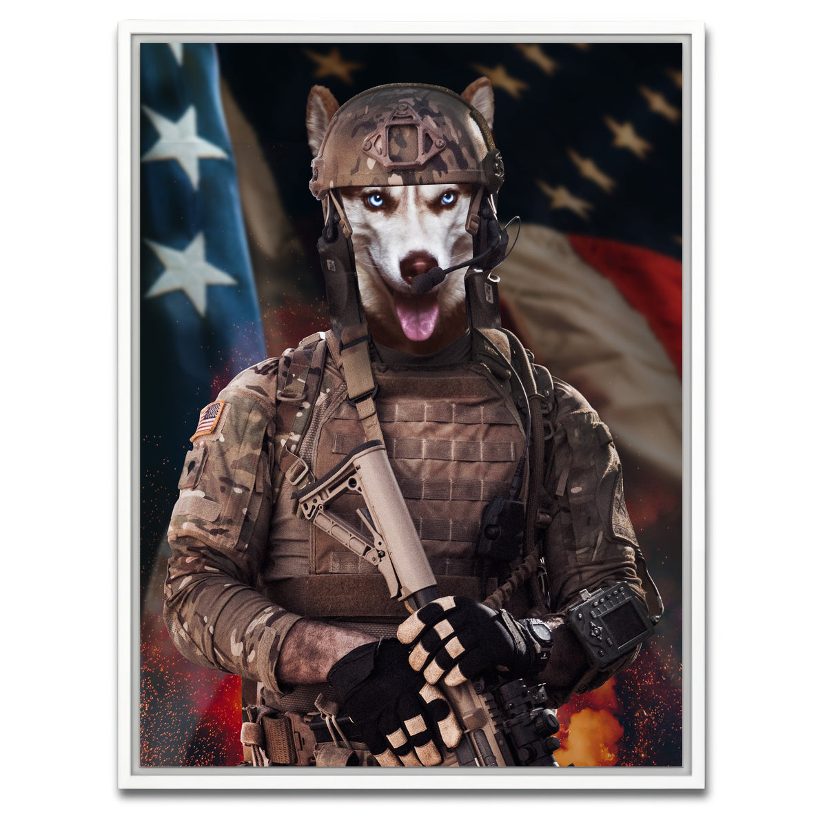 AUTO-MOCKUP WHITE | Doggy Soldier | 1 Piece | White Framed Canvas | group=3x4