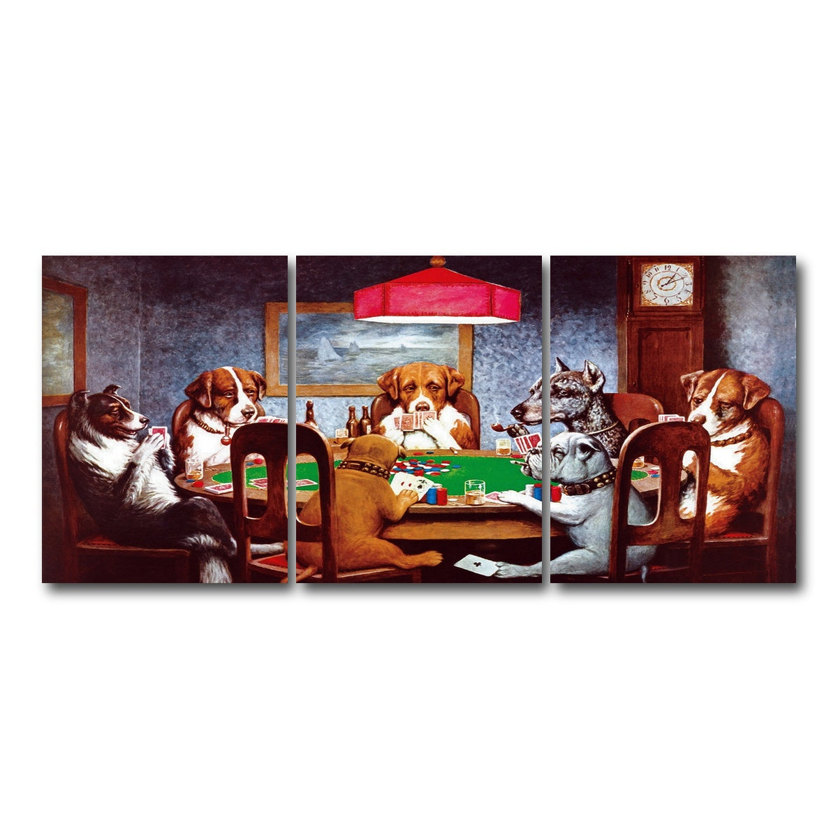 AUTO-MOCKUP WHITE | Dogs Playing poker | 3 Piece | Gallery Wrap Canvas | group=18x24