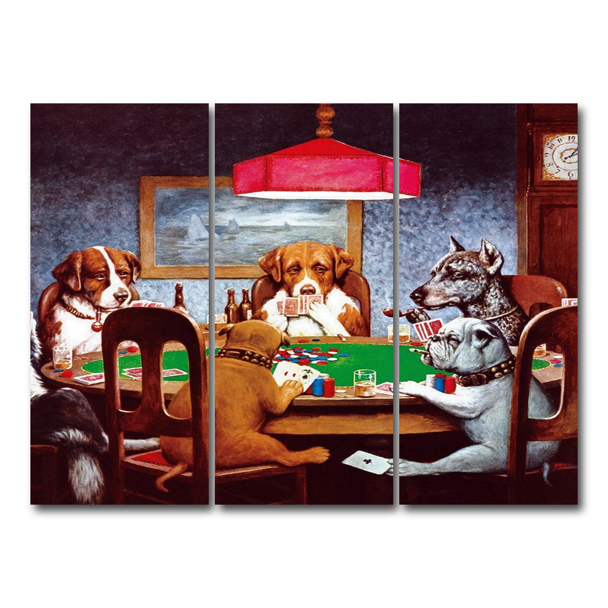 AUTO-MOCKUP WHITE | Dogs Playing poker | 3 Piece | Gallery Wrap Canvas | group=8x18
