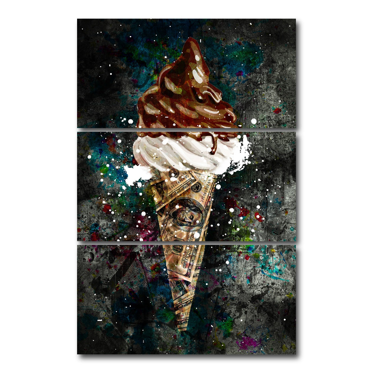 AUTO-MOCKUP WHITE | Dollar cone canvas art | 3 Piece | Gallery Wrap Canvas | group=12x24_stacked