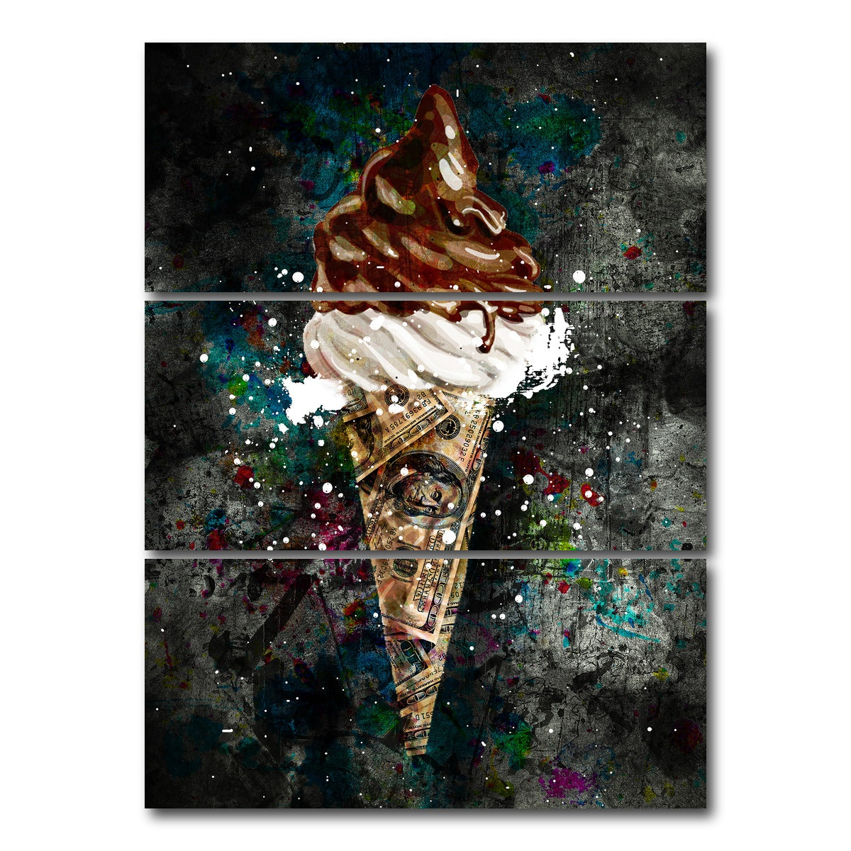 AUTO-MOCKUP WHITE | Dollar cone canvas art | 3 Piece | Gallery Wrap Canvas | group=8x18_stacked
