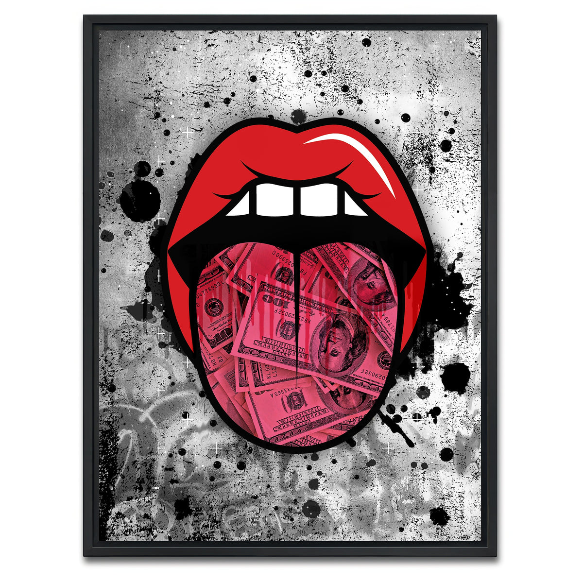 AUTO-MOCKUP WHITE | Dollar tongue canvas art | 1 Piece | Black Framed Canvas | group=3x4