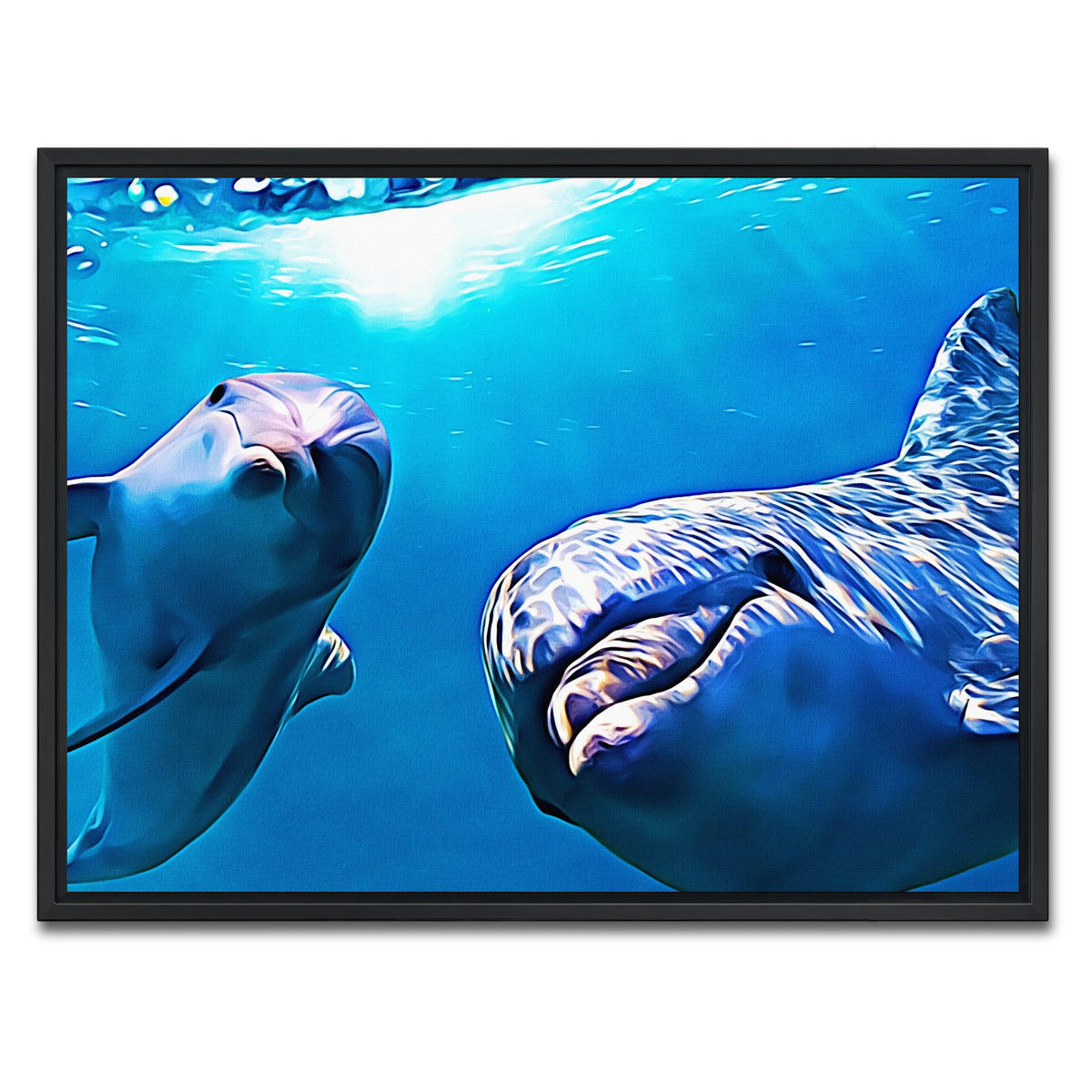 AUTO-MOCKUP WHITE | Dolphin & Calf Wall Art | 1 Piece | Black Frame | group=4x3