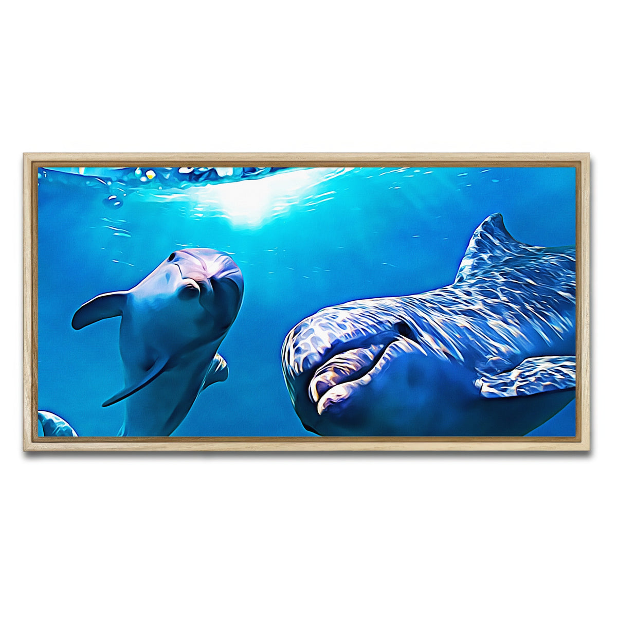 AUTO-MOCKUP WHITE | Dolphin & Calf Wall Art | 1 Piece | Natural Frame | group=2x1