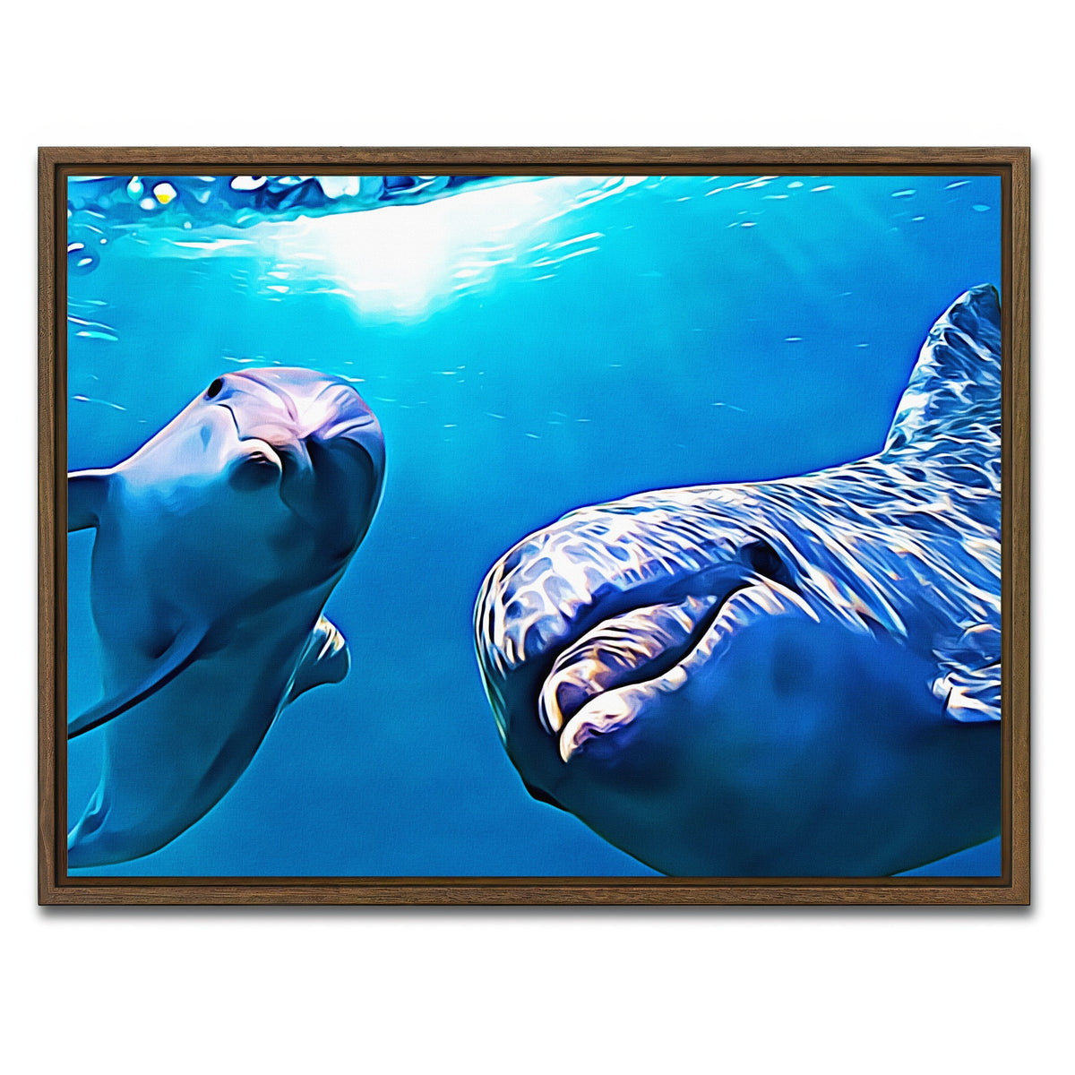 AUTO-MOCKUP WHITE | Dolphin & Calf Wall Art | 1 Piece | Walnut Frame | group=4x3