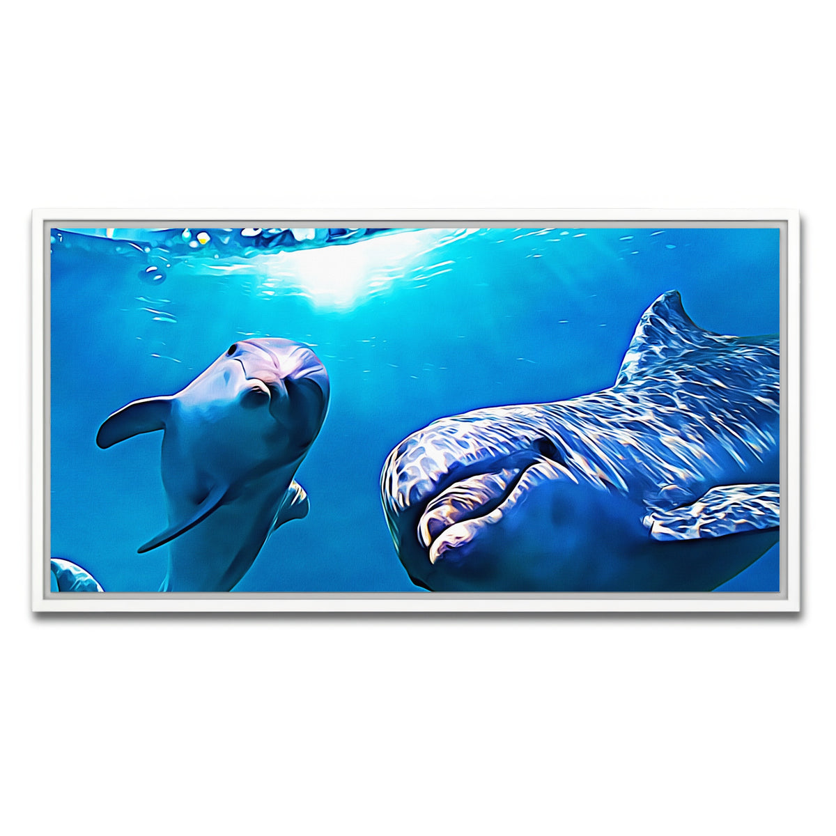 AUTO-MOCKUP WHITE | Dolphin & Calf Wall Art | 1 Piece | White Frame | group=2x1