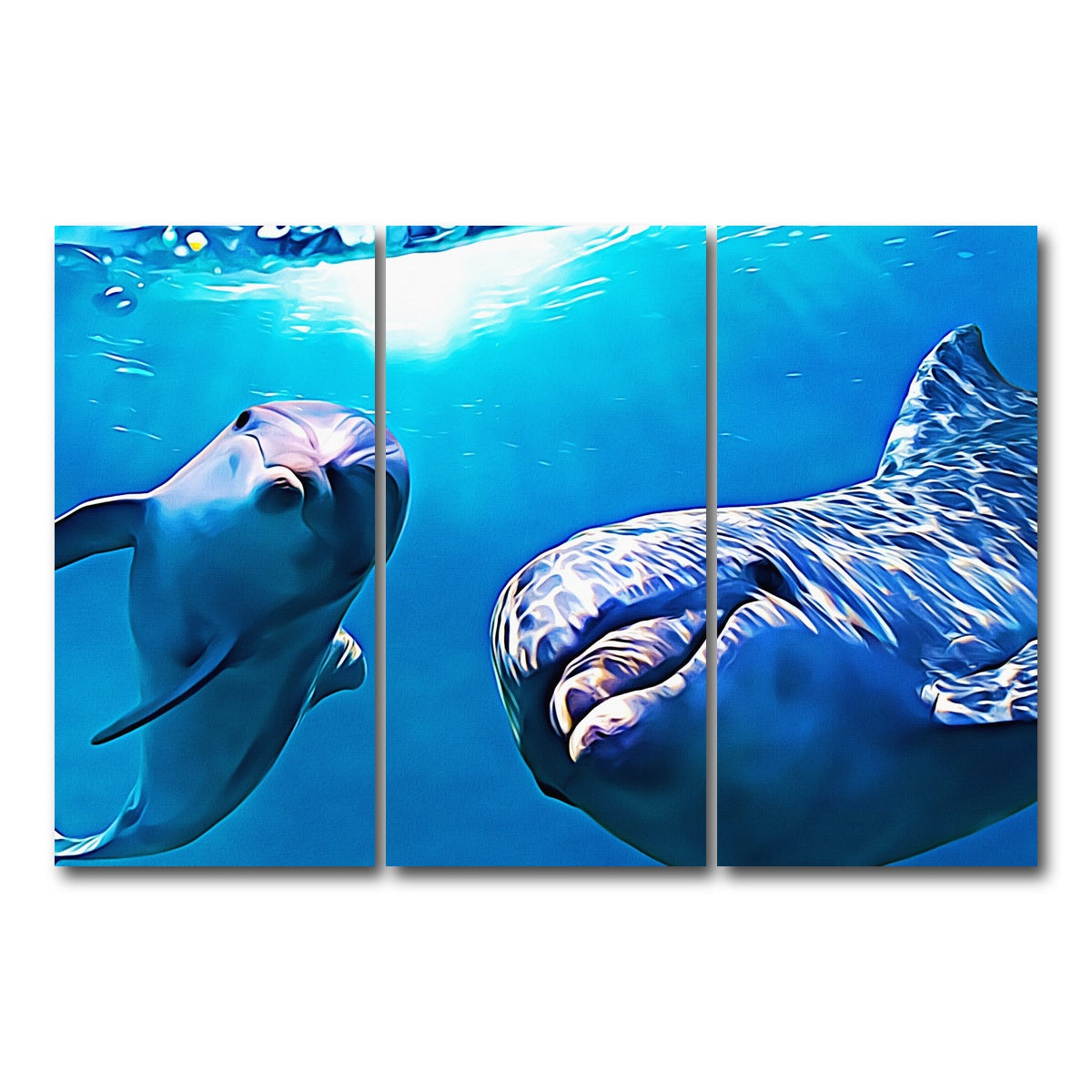 AUTO-MOCKUP WHITE | Dolphin & Calf Wall Art | 3 Piece | Gallery Wrapped | group=12x24
