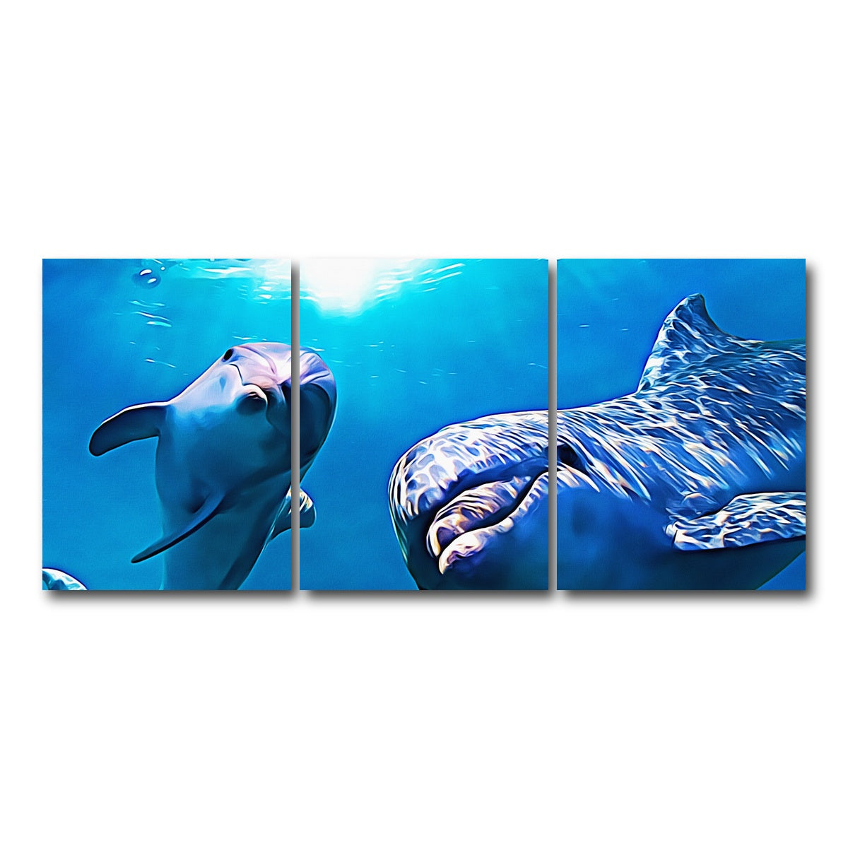 AUTO-MOCKUP WHITE | Dolphin & Calf Wall Art | 3 Piece | Gallery Wrapped | group=18x24