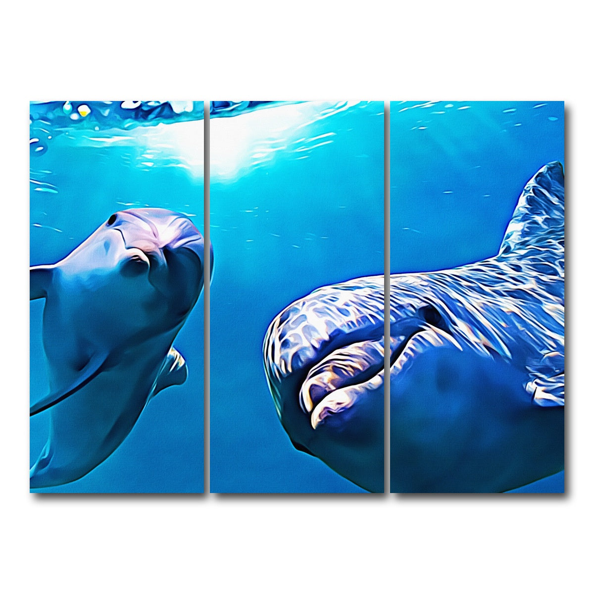 AUTO-MOCKUP WHITE | Dolphin & Calf Wall Art | 3 Piece | Gallery Wrapped | group=8x18