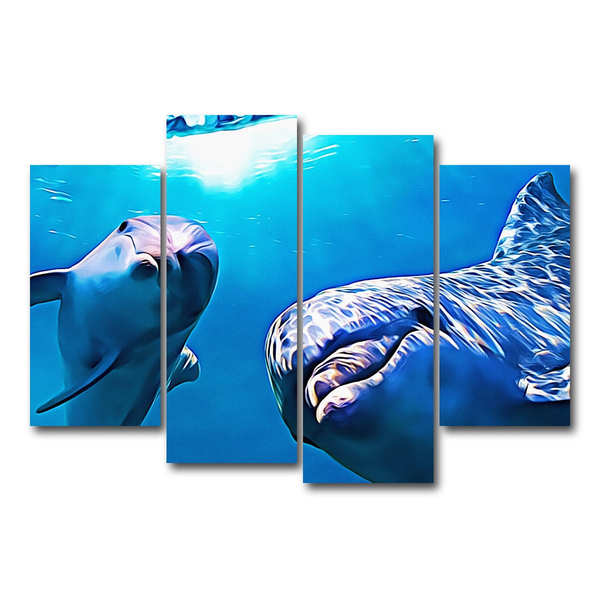 AUTO-MOCKUP WHITE | Dolphin & Calf Wall Art | 4 Piece | Gallery Wrapped | group=4_short