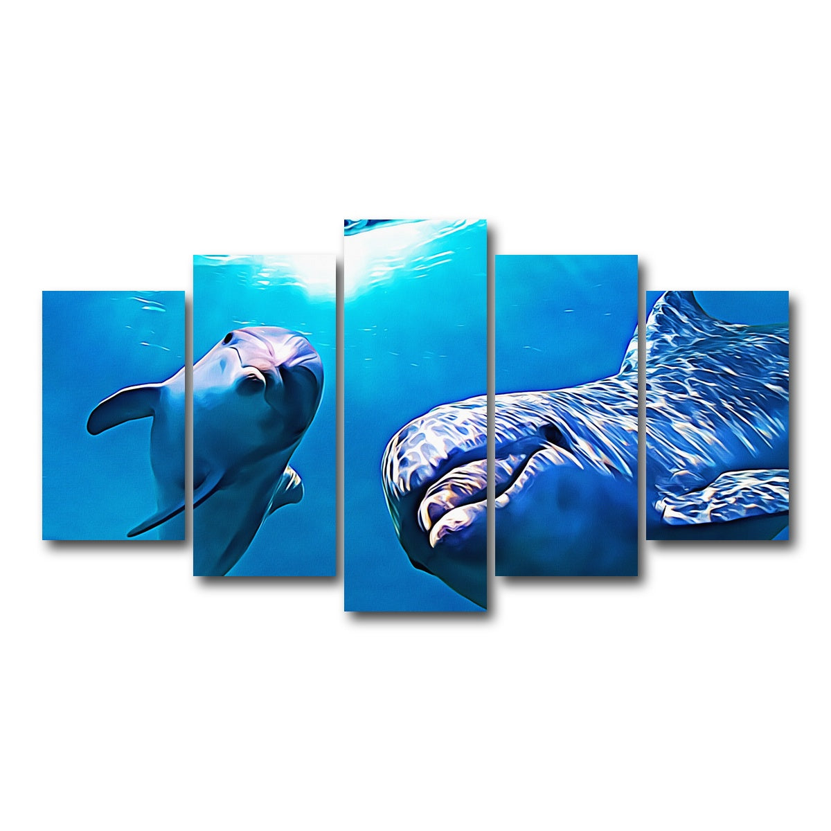 AUTO-MOCKUP WHITE | Dolphin & Calf Wall Art | 5 Piece | Gallery Wrapped | group=5_normal