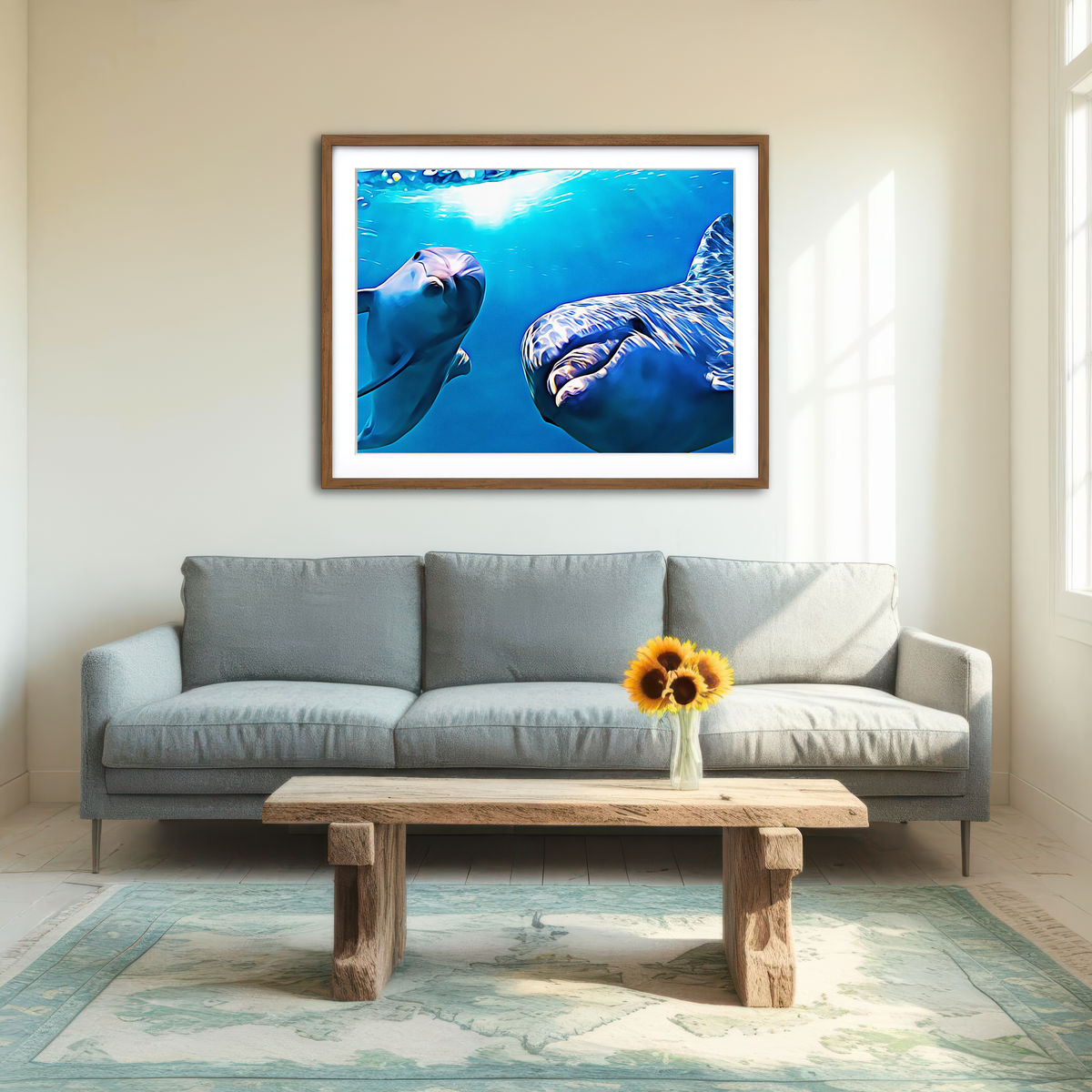 AUTO-MOCKUP ROOM | Dolphin & Calf Wall Art