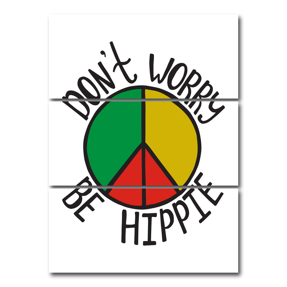 AUTO-MOCKUP WHITE | Don't Worry Be Hippie | 3 Piece | Gallery Wrap Canvas | group=8x18_stacked