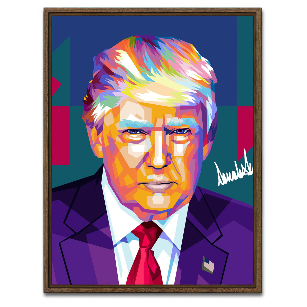 AUTO-MOCKUP WHITE | Donald Trump | 1 Piece | Walnut Framed Canvas | group=3x4