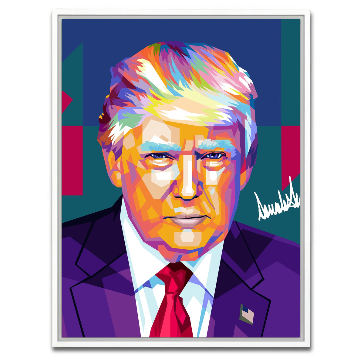 AUTO-MOCKUP WHITE | Donald Trump | 1 Piece | White Framed Canvas | group=3x4