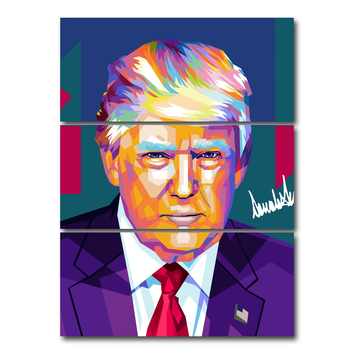 AUTO-MOCKUP WHITE | Donald Trump | 3 Piece | Gallery Wrap Canvas | group=8x18_stacked