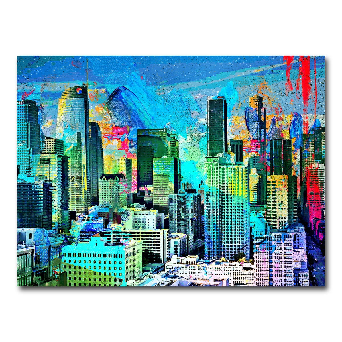 AUTO-MOCKUP WHITE | Downtown LA Skyline | 1 Piece | Gallery Wrap Canvas | group=4x3