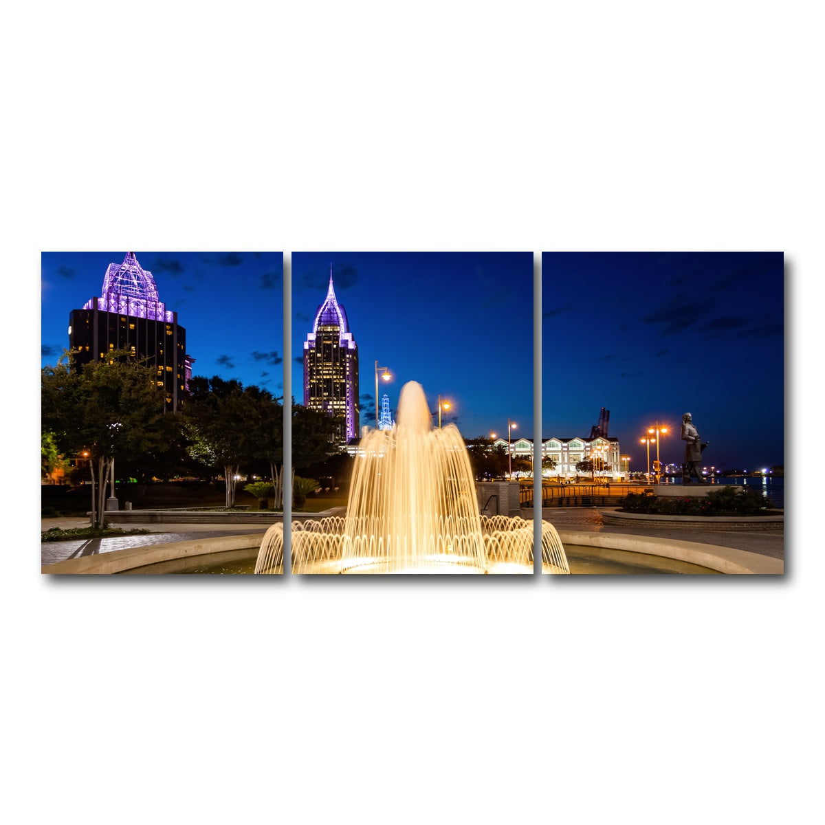 AUTO-MOCKUP WHITE | Downtown Mobile - Fountain | 3 Piece | Gallery Wrap Canvas | group=18x24