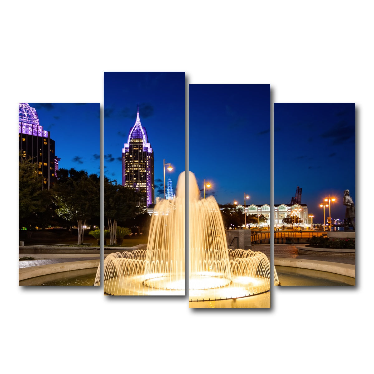 AUTO-MOCKUP WHITE | Downtown Mobile - Fountain | 4 Piece | Gallery Wrap Canvas | group=4_normal
