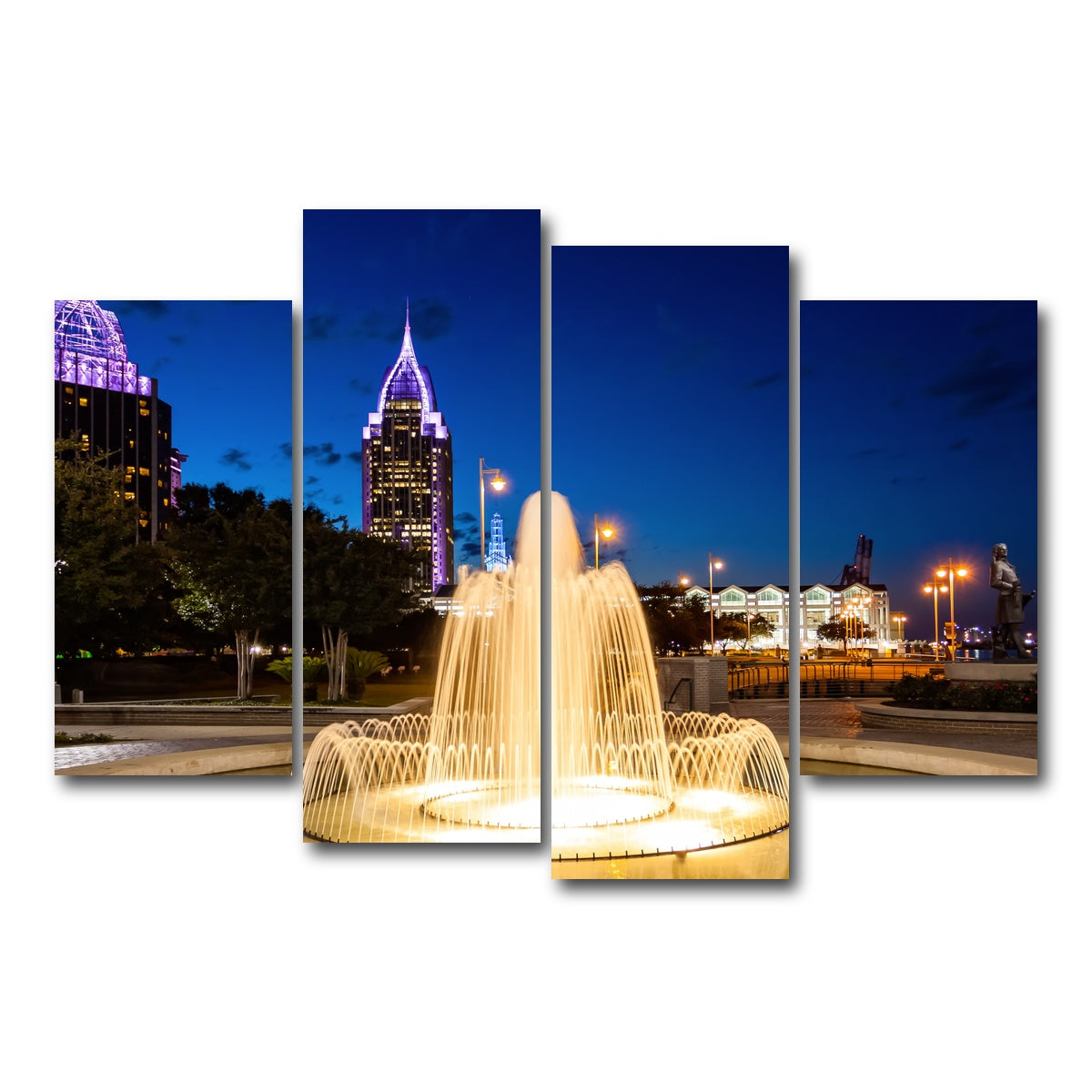 AUTO-MOCKUP WHITE | Downtown Mobile - Fountain | 4 Piece | Gallery Wrap Canvas | group=4_short