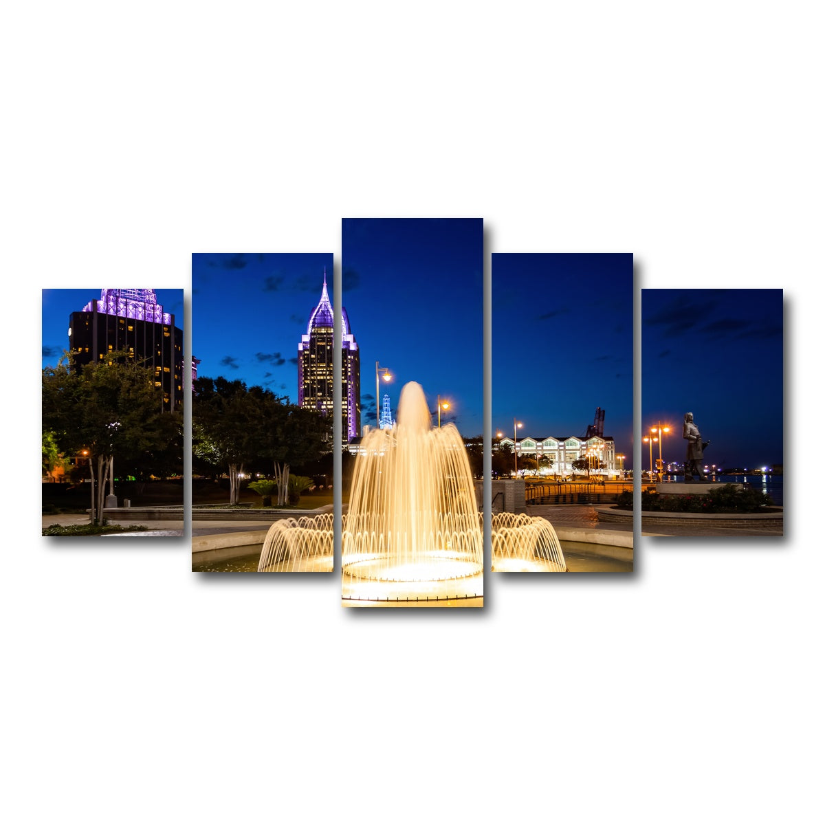 AUTO-MOCKUP WHITE | Downtown Mobile - Fountain | 5 Piece | Gallery Wrap Canvas | group=5_normal