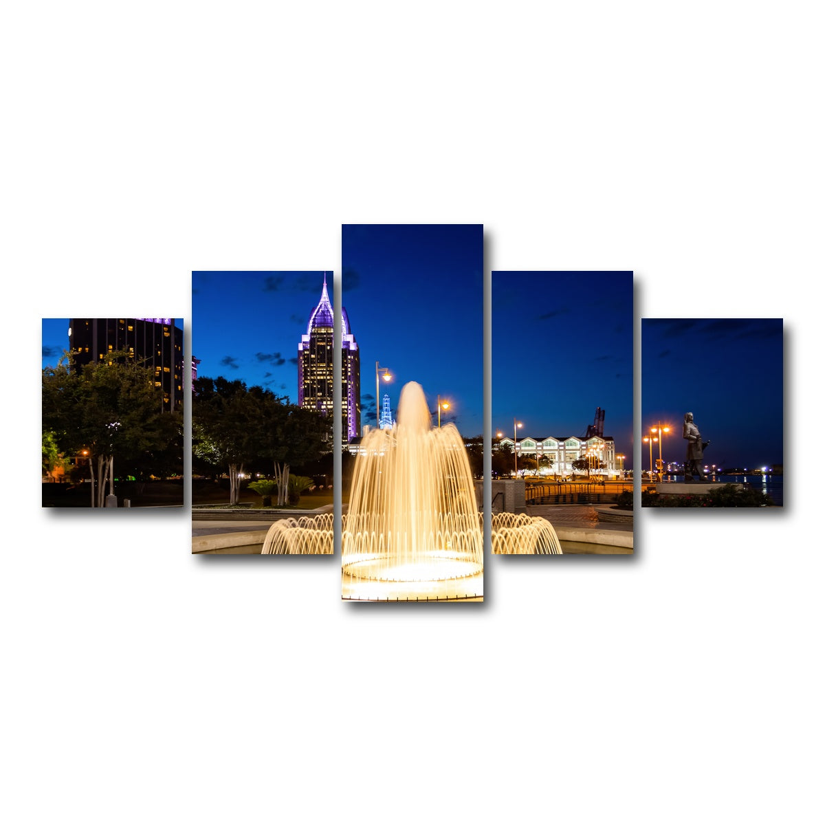AUTO-MOCKUP WHITE | Downtown Mobile - Fountain | 5 Piece | Gallery Wrap Canvas | group=5_short