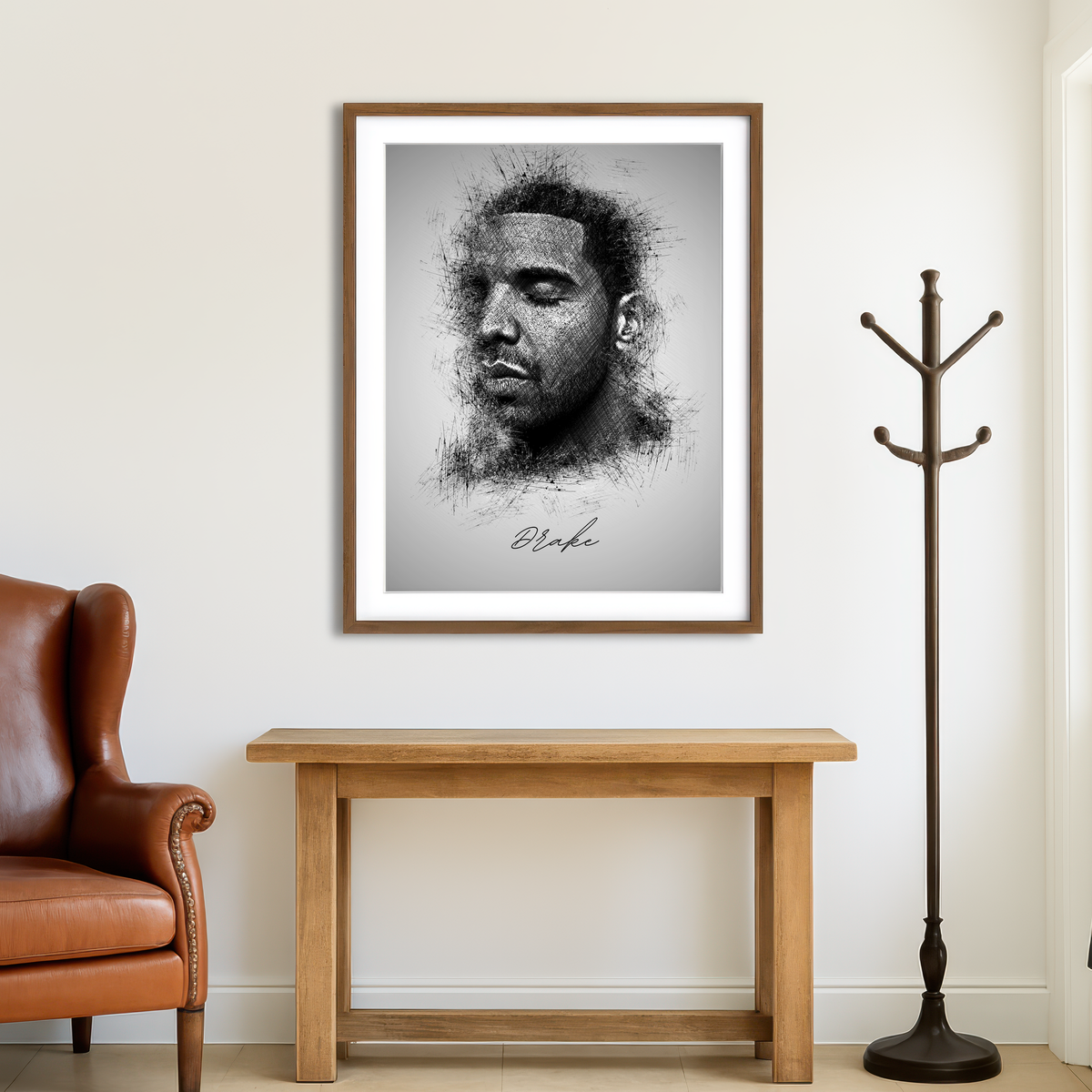 AUTO-MOCKUP ROOM | Drake Sketch Wall Art