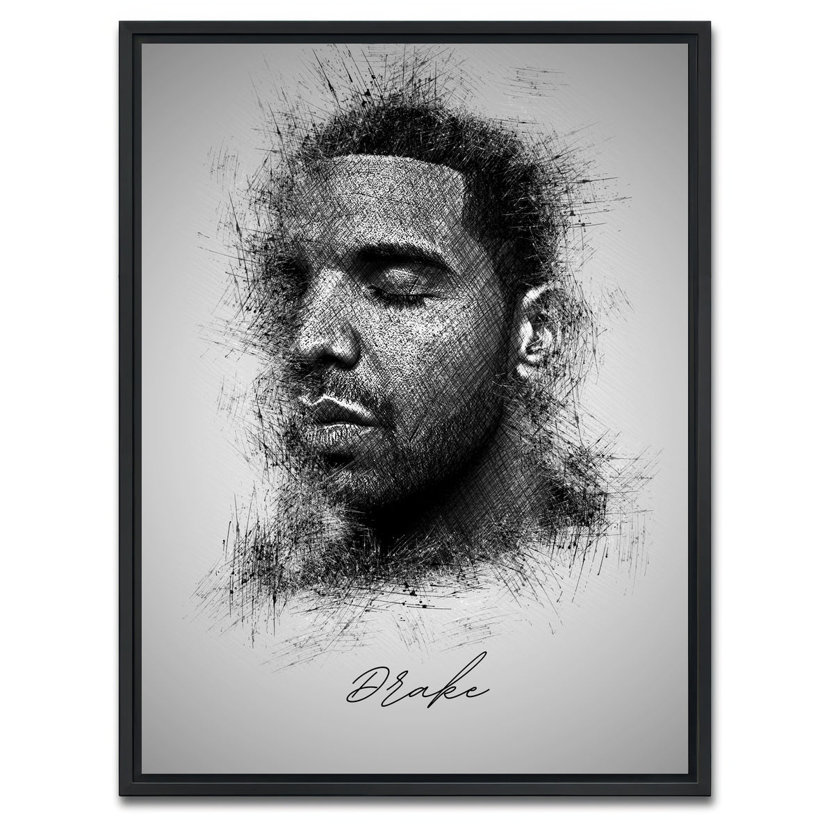 AUTO-MOCKUP WHITE | Drake Sketch | 1 Piece | Black Framed Canvas | group=3x4