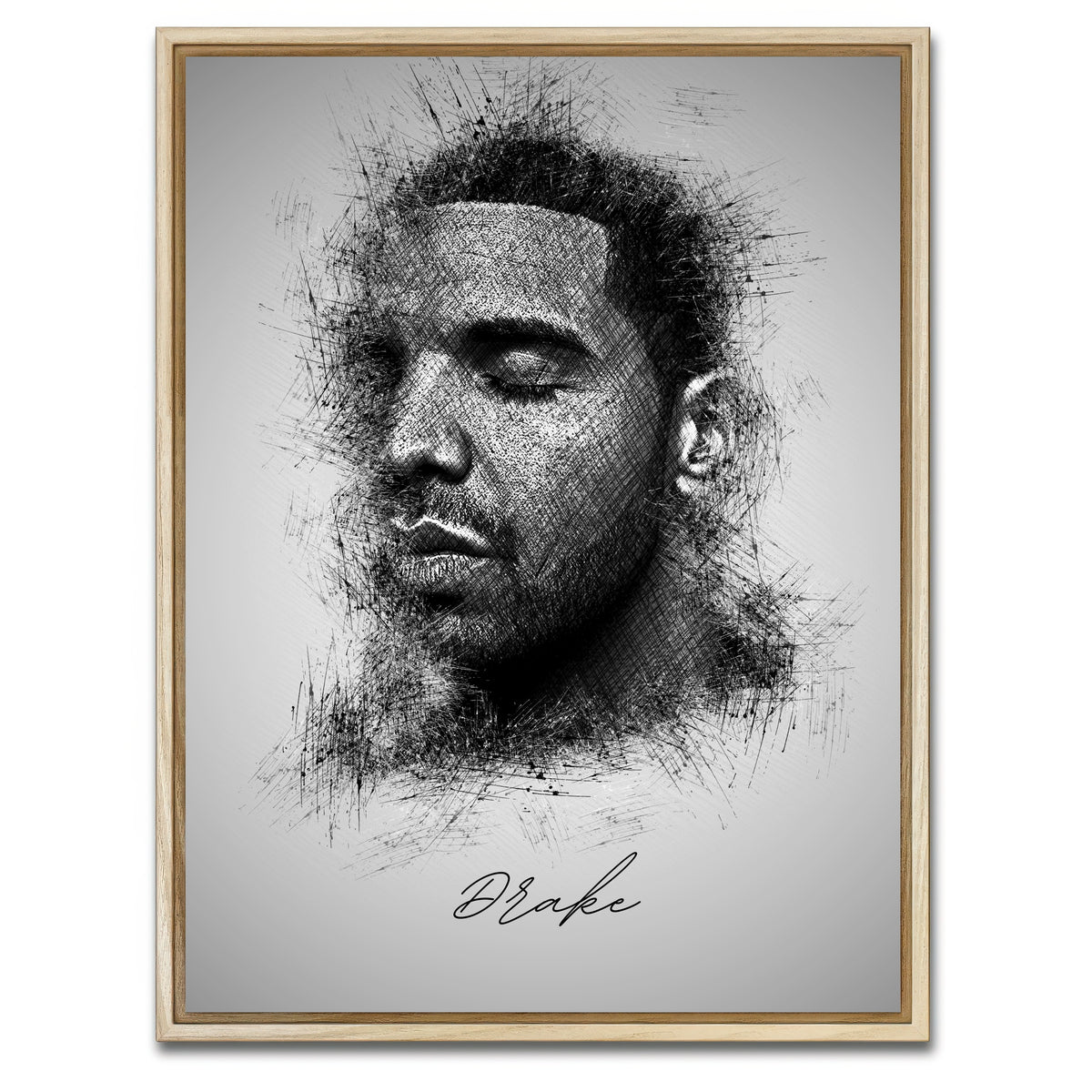 AUTO-MOCKUP WHITE | Drake Sketch | 1 Piece | Natural Framed Canvas | group=3x4