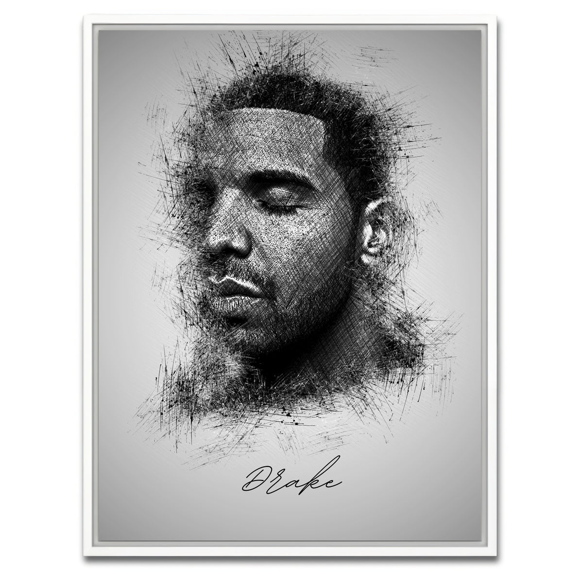 AUTO-MOCKUP WHITE | Drake Sketch | 1 Piece | White Framed Canvas | group=3x4